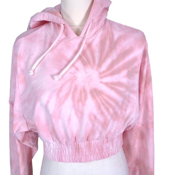ASOS Hoodie US 4 Small Custom Pink Spiral Tie Dye Cropped Hippie Boho Festival - Picture 5 of 11